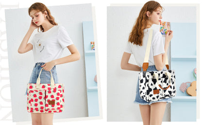 Chic Floral Canvas Tote Bag for Women, Versatile Shoulder & Crossbody Laptop Handbag, Sturdy Handle Construction, Multiple Pockets, Perfect for Work and Daily Commuting
