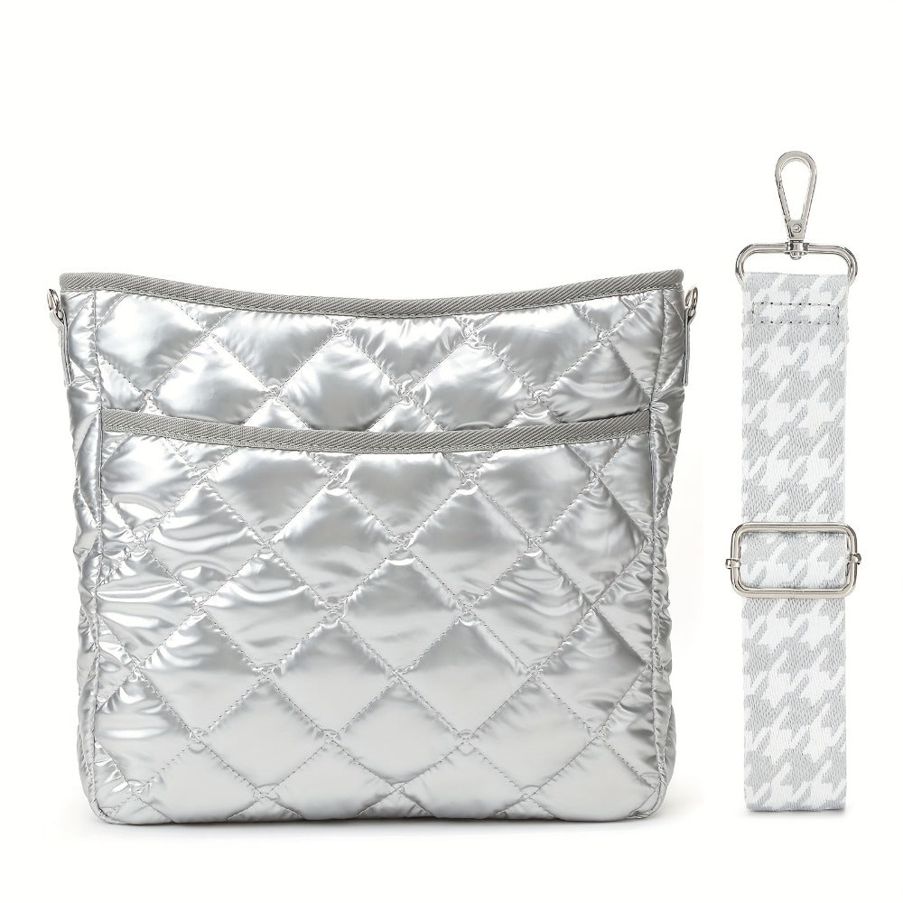 Crossbody Bag for Women – Quilted, Quilted Puffer Zipper Fashion Metallic | Bag Vero – detail view 4
