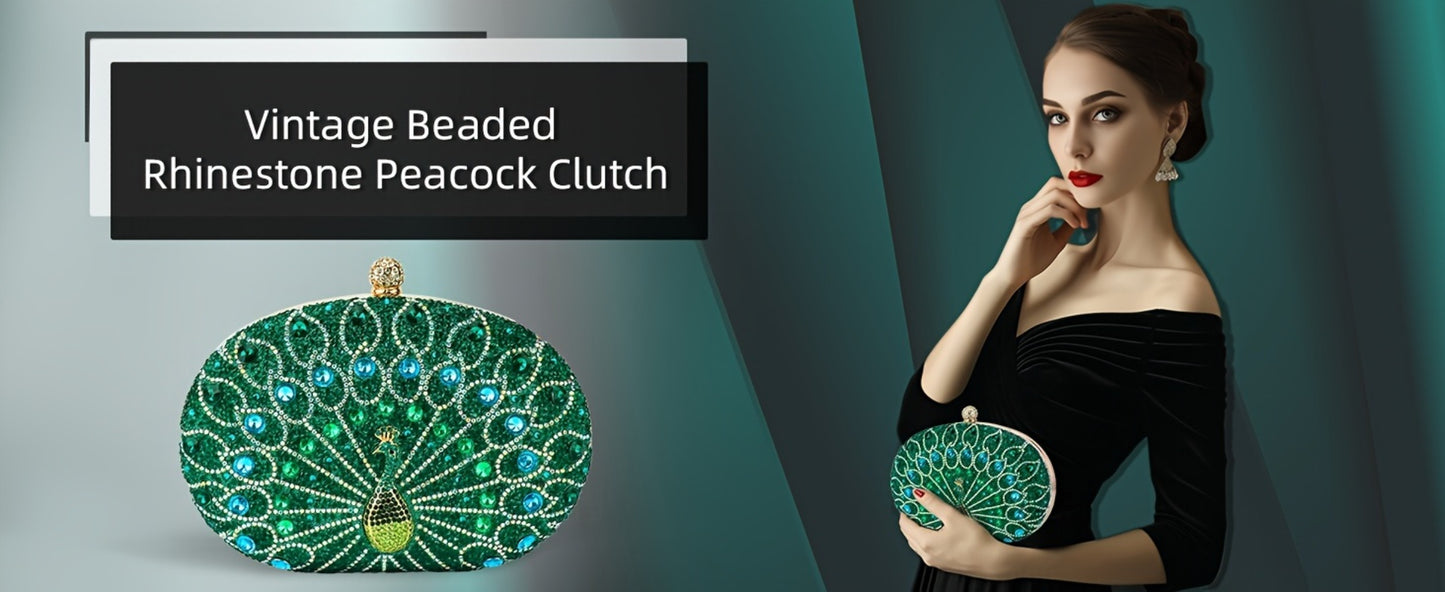 Rhinestone Evening Wedding Formal Handbag for Women - Round Clasp Clutch Purse - Rhinestone Bag