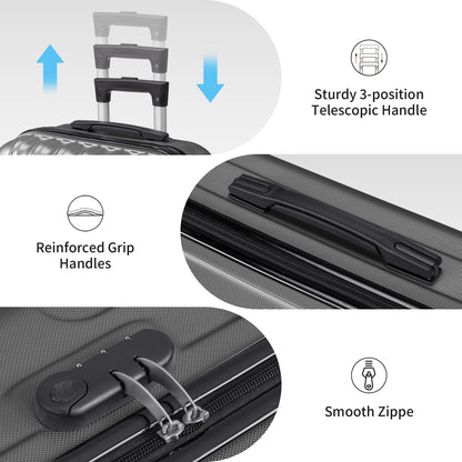 3in1 Luggage Set with Detachable Wheels, 20/24/28 Inch Lightweight ABS Suitcase with Lock & Spinner Wheels, Durable Travel Trolley Bag, 28-inch Disassembly Wheels