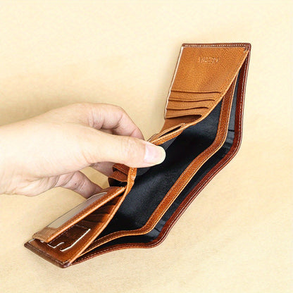 Men's Genuine Leather Bifold/Trifold Wallet, First Layer Cowhide RFID Blocking Vintage Wallet, Multi Function Credit Card Holder, Money Clips Gifts for Him Father's Day/Valentine's Day/Anniversary Gifts