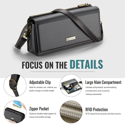 Crossbody Cell Phone Wallet for Women, RFID Blocking Multi Card Slots with Detachable Wristlet Shoulder Strap Zipper Pocket