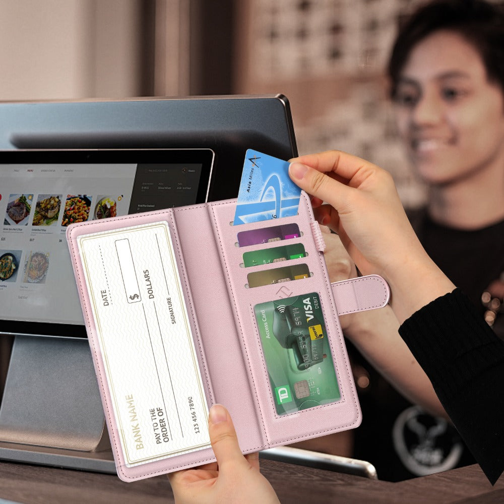 Fintie Checkbook Cover for Personal Checkbook, RFID Blocking Big Capacity Standard Register Duplicate Checks with Pen Holder, Cards Slots