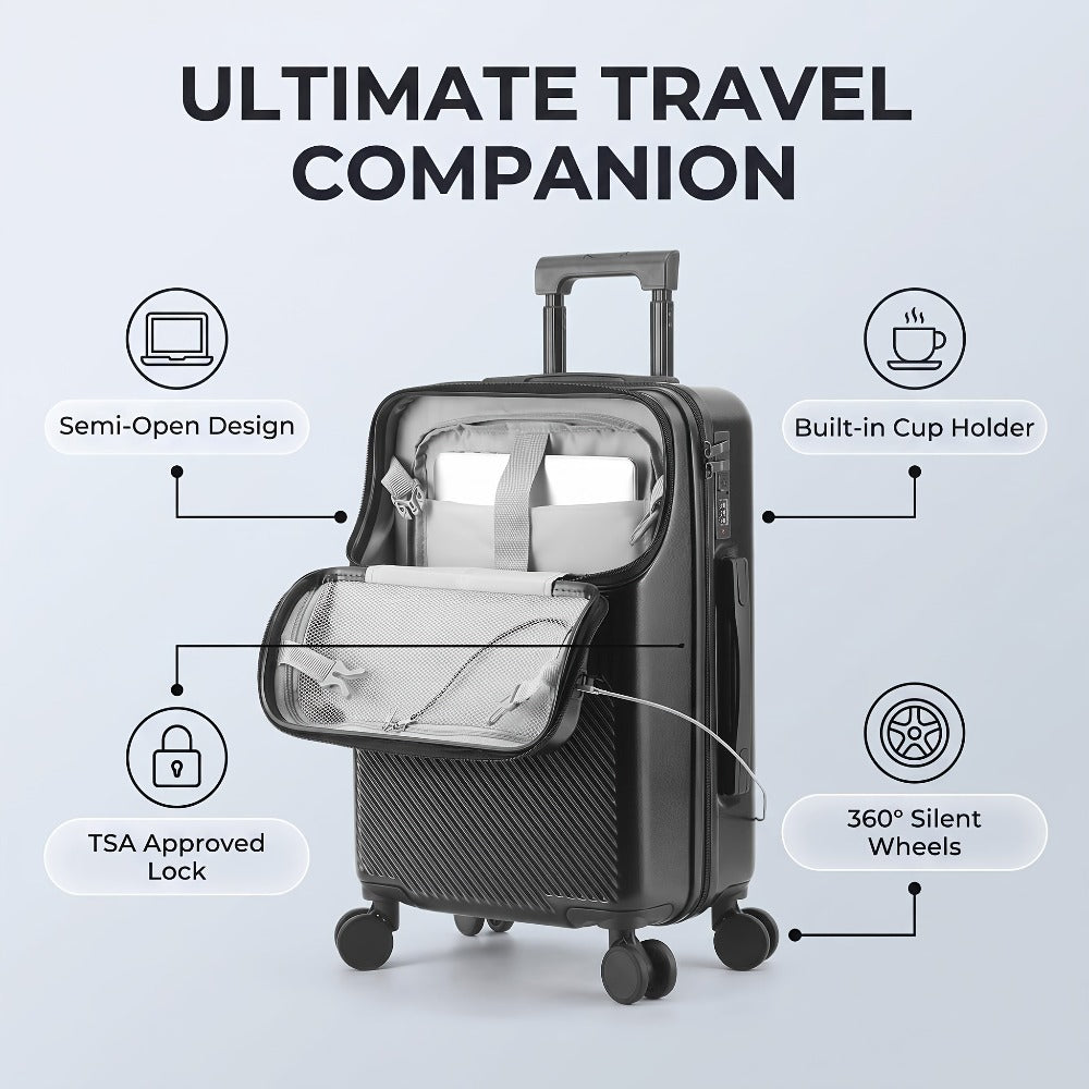 Carry On Luggage – 20 Inch, Combination Lock, Lightweight, for Travel | Bag Vero – front view