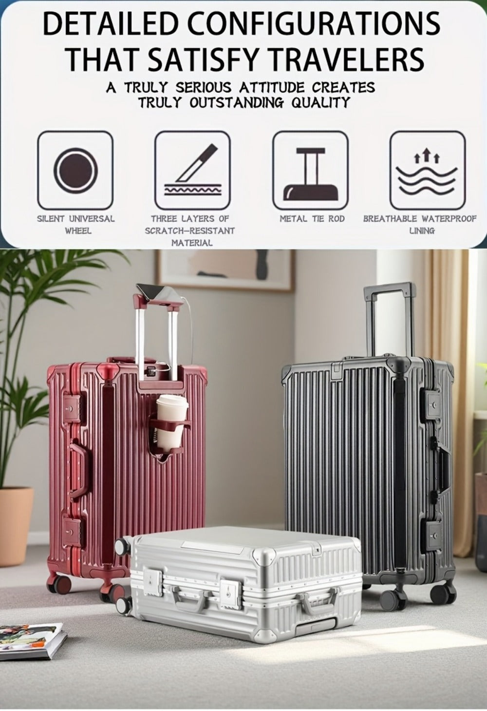 Carry On Luggage – 26 Inch, Large Capacity, Lightweight, for Travel – detail view 19