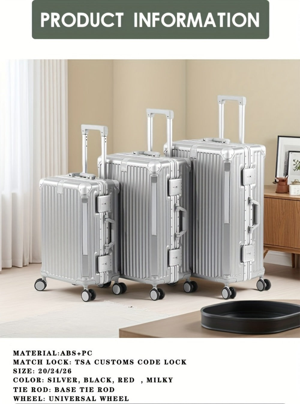 Carry On Luggage – 26 Inch, Large Capacity, Lightweight, for Travel – detail view 29