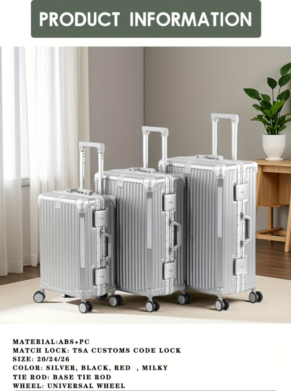 Carry On Luggage – 26 Inch, TSA Lock, Spinner Wheels, for Travel – detail view 25
