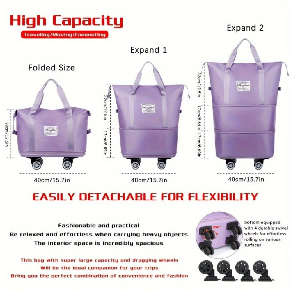 Carry On Luggage – Nylon, Foldable, Large Capacity, Lightweight – detail view 3