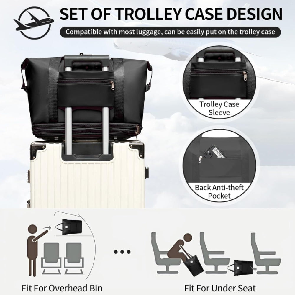 Carry On Luggage – Nylon, Foldable, Large Capacity, Lightweight – detail view 8