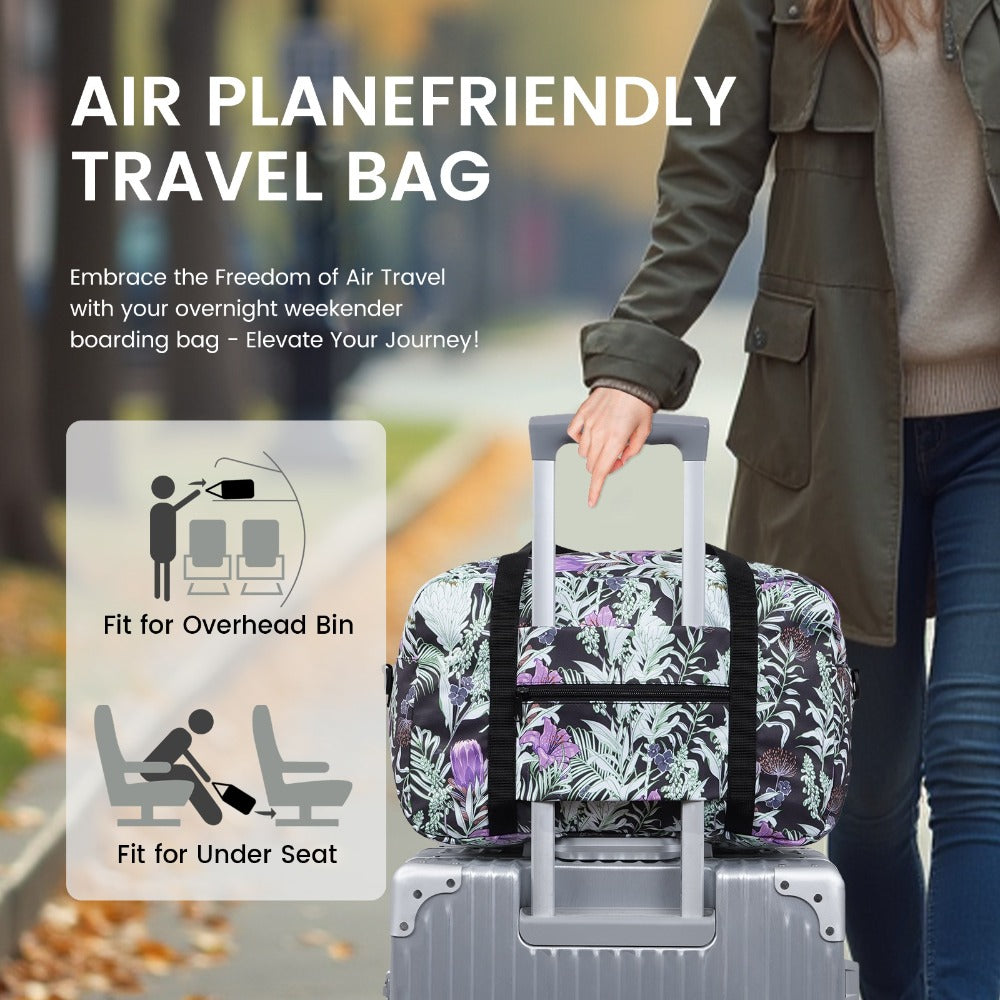 Carry On Luggage – for Travel, Floral Print Duffel Weekender Overnight – detail view 10