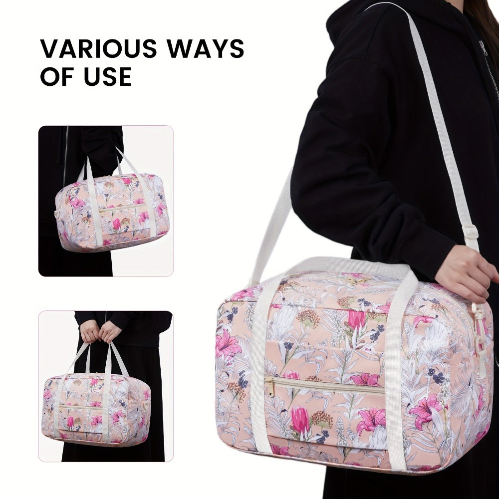 Carry On Luggage – for Travel, Floral Print Duffel Weekender Overnight – detail view 12