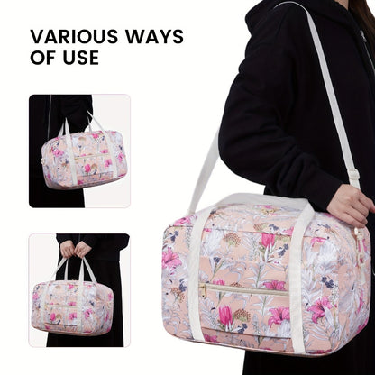 Carry On Luggage – for Travel, Floral Print Duffel Weekender Overnight – detail view 12