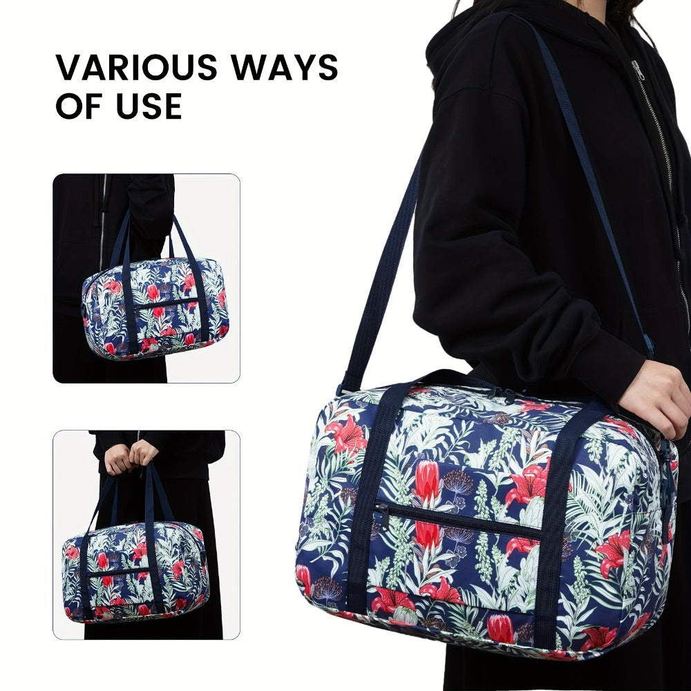 Carry On Luggage – for Travel, Floral Print Duffel Weekender Overnight – detail view 15