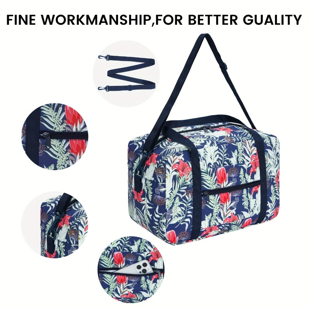 Carry On Luggage – for Travel, Floral Print Duffel Weekender Overnight – detail view 17