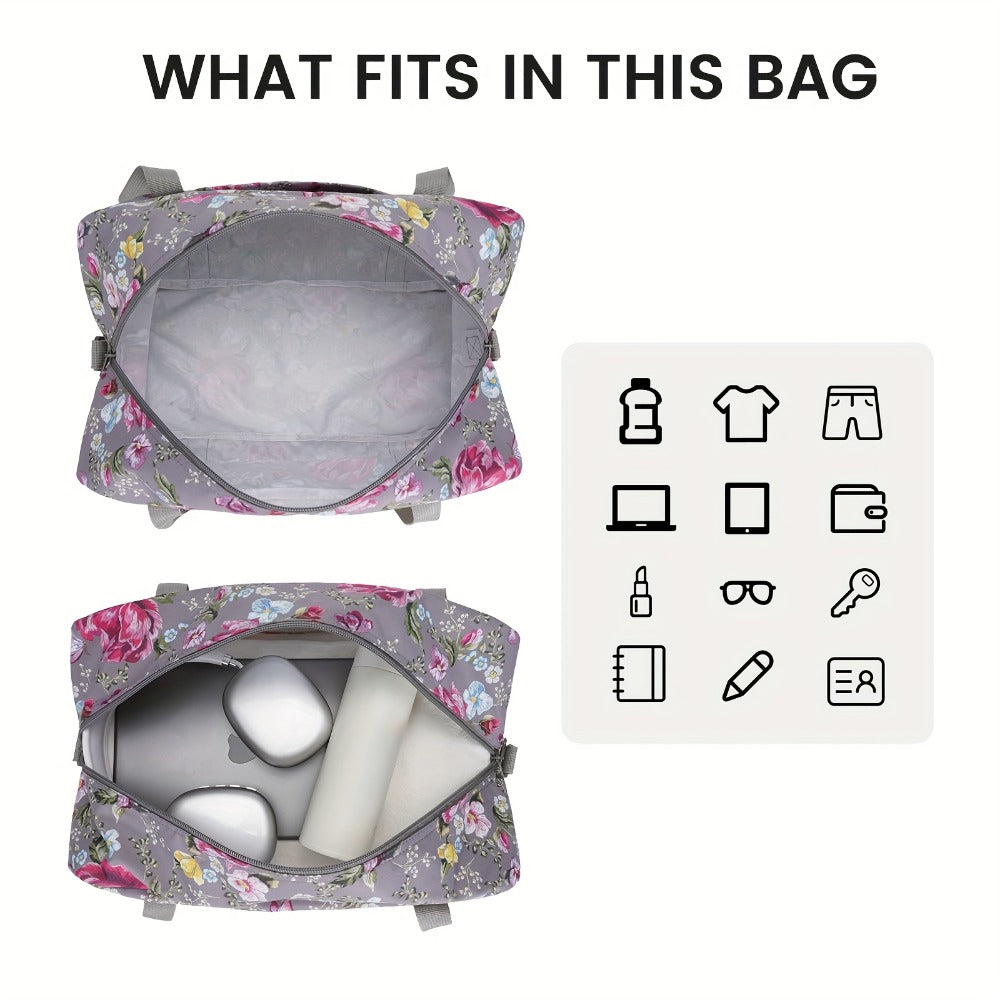 Carry On Luggage – for Travel, Floral Print Duffel Weekender Overnight – detail view 19