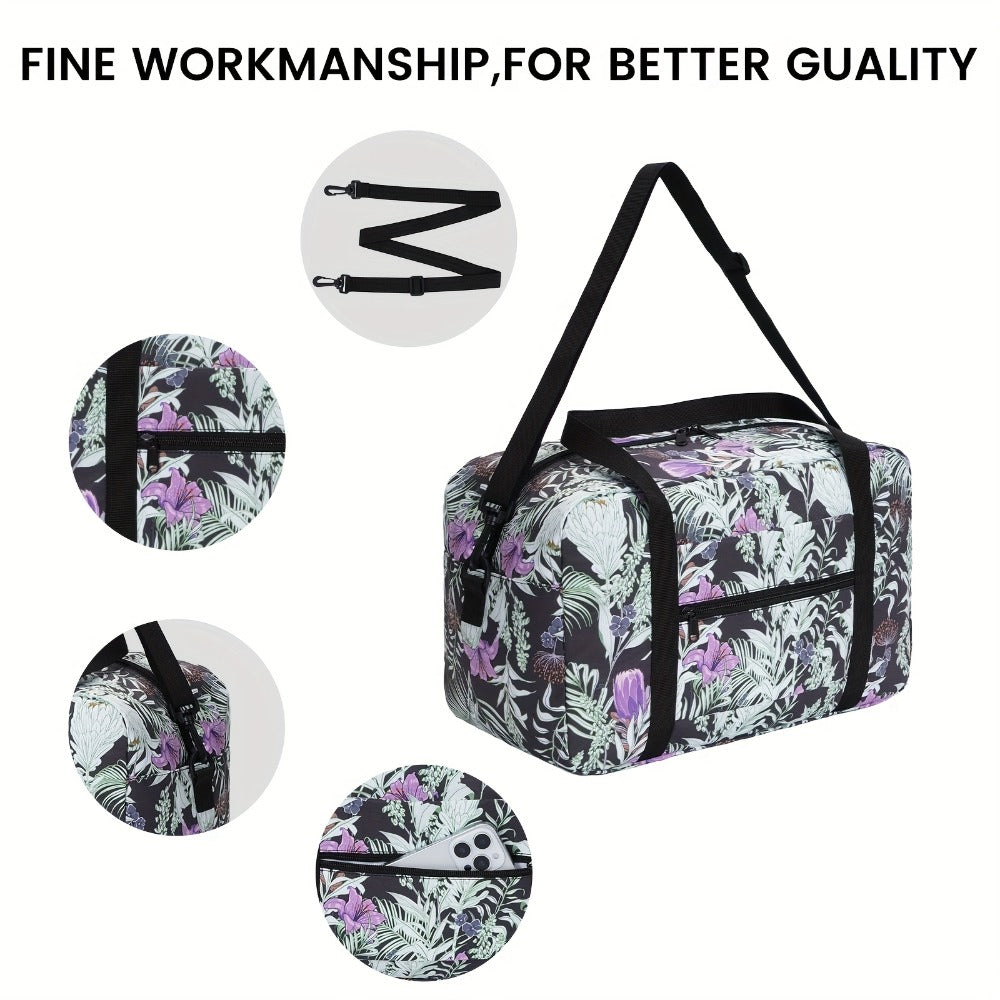Carry On Luggage – for Travel, Floral Print Duffel Weekender Overnight – detail view 5