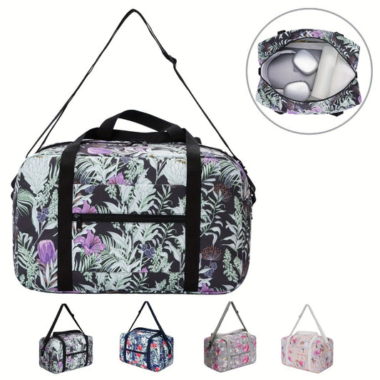 Carry On Luggage – for Travel, Floral Print Duffel Weekender Overnight – front view
