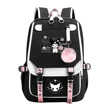 Sanrio Kuromi Backpack Cartoon Laptop Backpack Cute Large Travel Bag Casual Backpacks