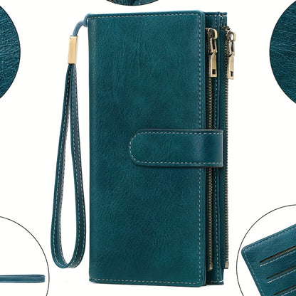 Ladies' Wallet Featuring a Double Zipper Compartment, Designed for RFID Protection, Serves As a Card Holder And Clutch Bag, Equipped with Numerous Card Slots, Ample Storage Space, Includes a Wrist Strap And Comes in a Gift Box