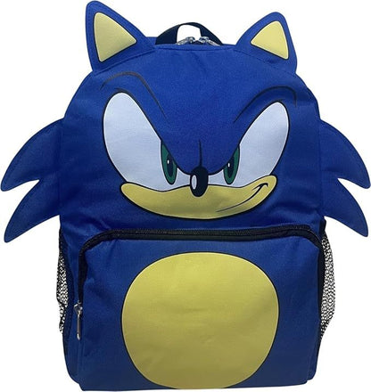 Ruz Sonic The Hedgehog 12" Big Face School Backpack With 3D Ears And Quills