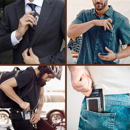 Leather Wallet for Men Featuring a Magnetic Money Clip, RFID Protection for Cards, a Slim Design for Front Pockets, Perfect As a Father'S Day Gift