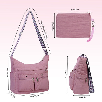 Nylon Crossbody Bag Set (2PCS) for Women and Men– Lightweight Waterproof Multi-Pocket Shoulder Bags, Lightweight Travel Purses, Casual Messenger Handbags for Daily Use, Work, Shopping, Outdoor