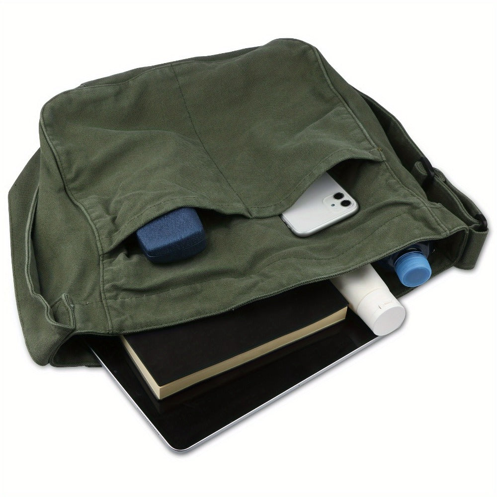 Canvas Hobo Crossbody Shoulder Tote Bag for Women And Men W/Multi-Pocket Casual Purse Messenger Bags Travel Work