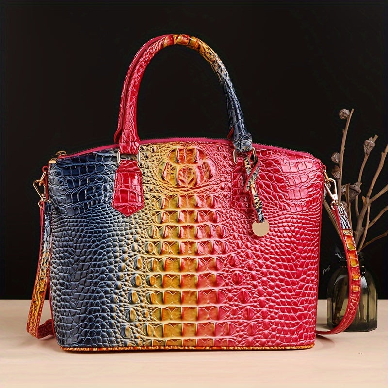 Women's fashion high-end handbag cross-body women's bag color crocodile pattern handbag women's work handbag cross-body bag