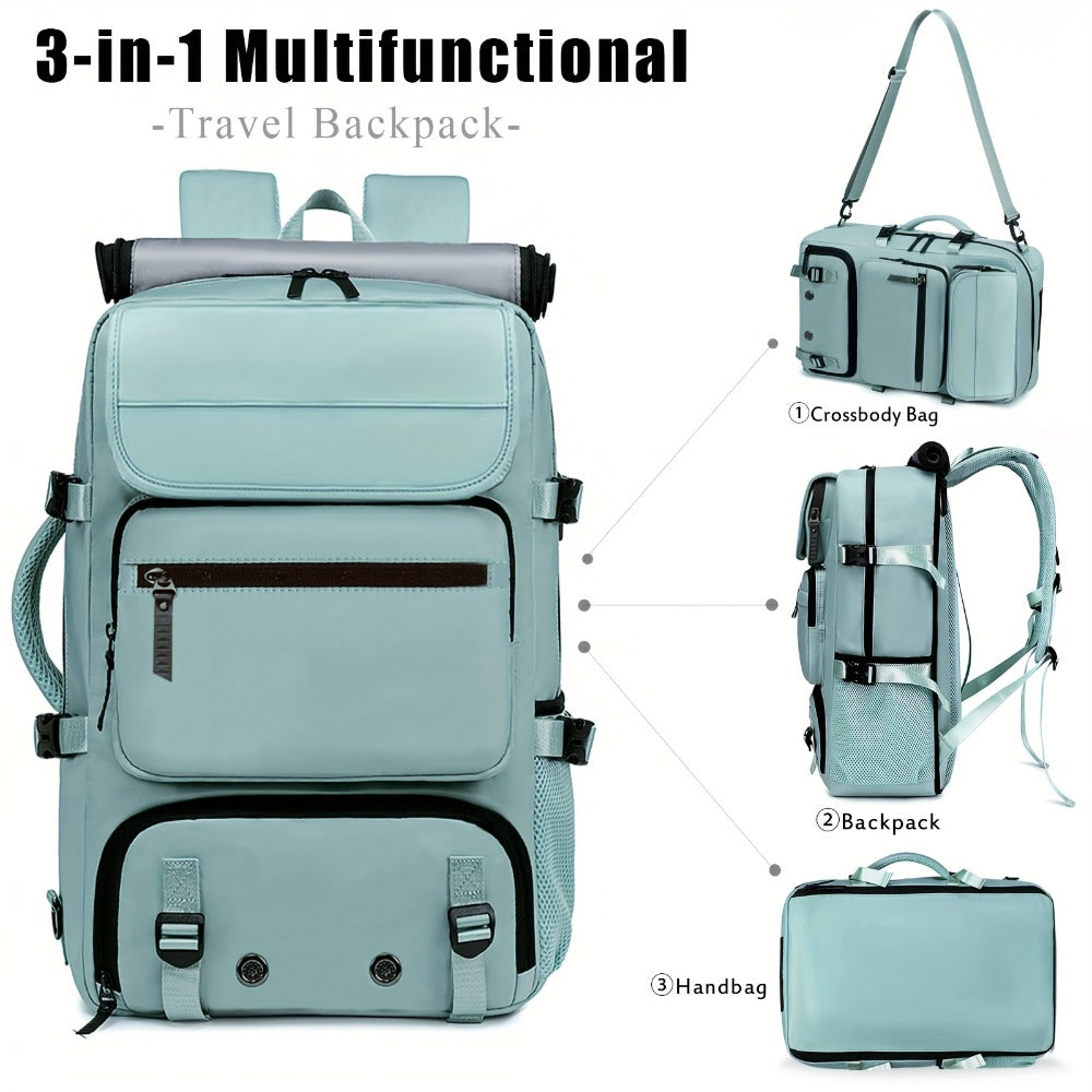 [3-in-1 Convertible Backpack] 3-in-1 Convertible Backpack for Men & Women - Durable, Spacious Business Laptop Bag & Travel Backpack with Shoe Compartment | Ideal for Work, School, Commute, Air Travel | Available in Black & Green - Great Gift for Professio