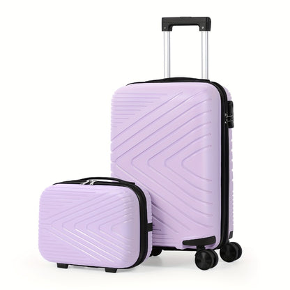 Rolling Luggage Suitcase Set Of 2 With Durable ABS Material, 20in Lightweight Boarding Box +14in Cosmetic Case, Checked Suitcase With Spinner Wheels & Aluminum Alloy Handle For Travel, Business Trips, School Season