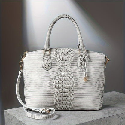 Women'S Work Handbag Featuring a Crocodile Design, a Spacious Crossover Style, And a High-End Fashionable Look. This Elegant Bag Includes a Detachable Shoulder Strap And a Secure Zipper, Making It a Perfect Gift for Christmas Or Thanksgiving