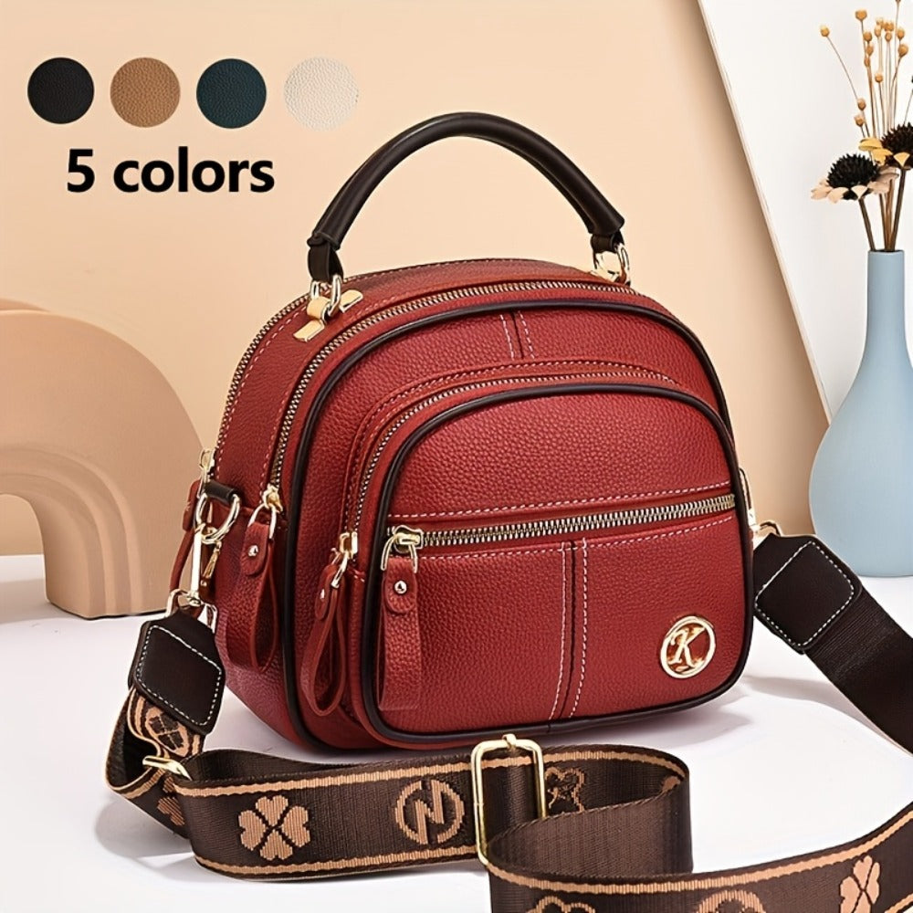 Ladies' Fashionable And Versatile Small Handbag, Multi Pocket Casual Single Shoulder Crossbody Bag, Layered Design with Adjustable Shoulder Straps