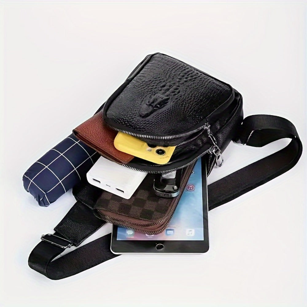 Sling Bag – for Travel & Everyday Use, Crocodile Pattern Chest Earphone Hole | Bag Vero – detail view 7