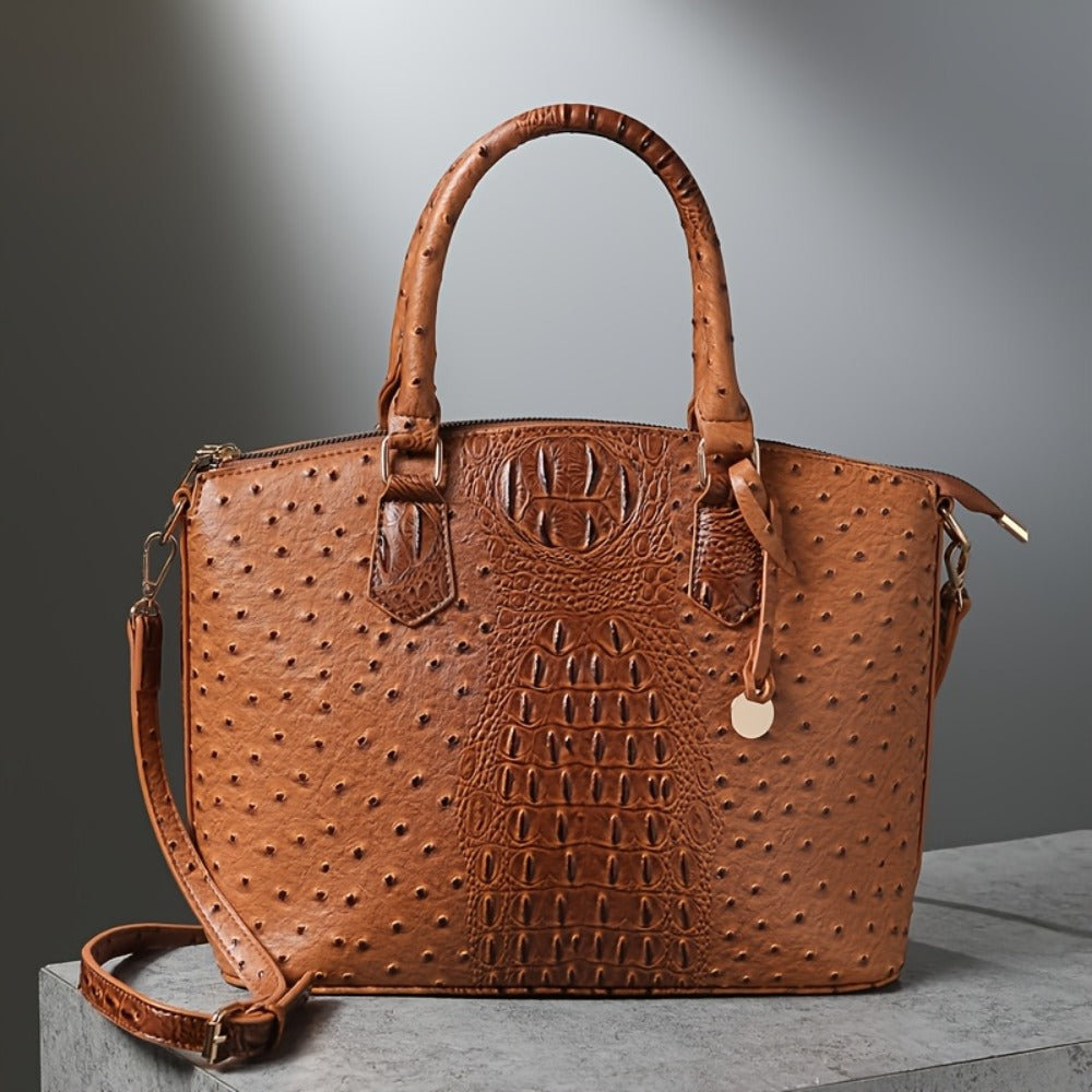 Women'S Work Handbag Featuring a Crocodile Design, a Spacious Crossover Style, And a High-End Fashionable Look. This Elegant Bag Includes a Detachable Shoulder Strap And a Secure Zipper, Making It a Perfect Gift for Christmas Or Thanksgiving