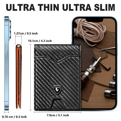 1pc Ultra-Thin Men'S Wallet - Carbon Fiber Inspired, RFID-Blocking, Minimalist Design - Perfect for Daily Use & With Stylish Gift Box