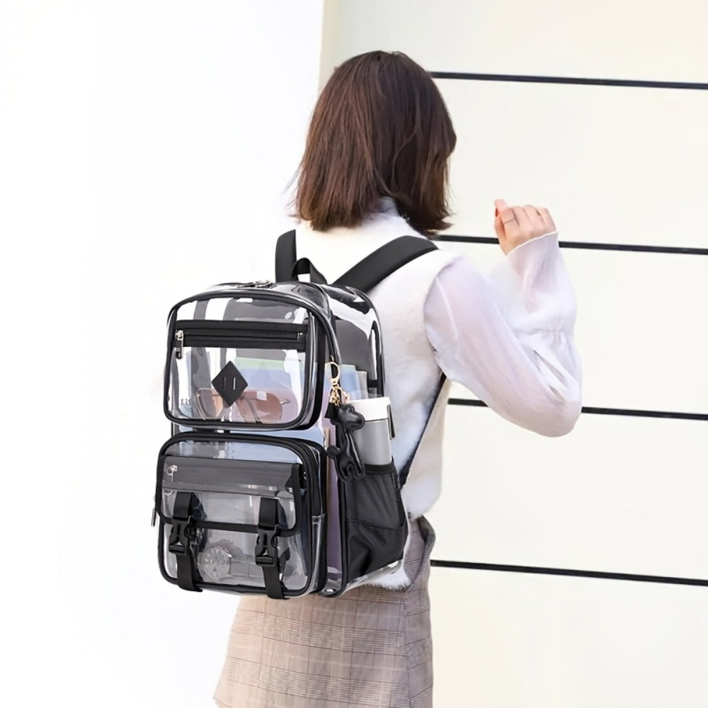 Backpack for Women – PVC, Clear, Transparent, Multi-Pocket | Bag Vero – detail view 3