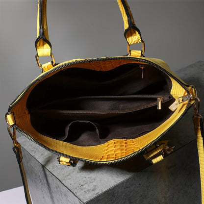 Women'S Work Handbag Featuring a Crocodile Design, a Spacious Crossover Style, And a High-End Fashionable Look. This Elegant Bag Includes a Detachable Shoulder Strap And a Secure Zipper, Making It a Perfect Gift for Christmas Or Thanksgiving