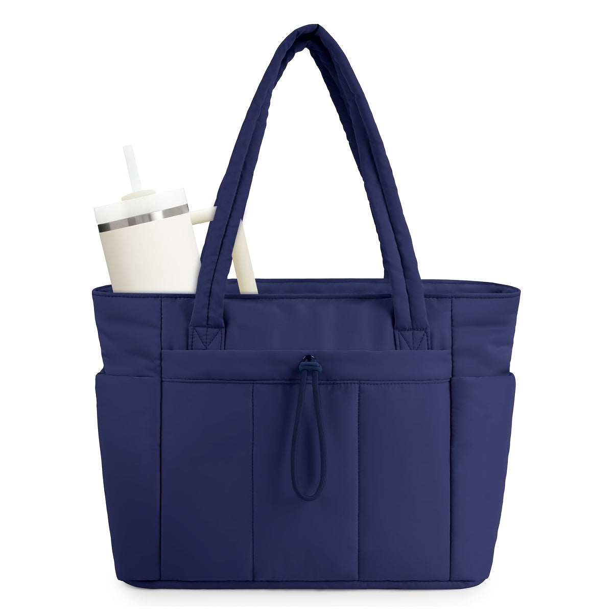Puffer Tote Bag Women's Shoulder Bag Large Capacity Quilted Tote Bag Work Tote Bags for Women Nurse Bag with Cup Holder & Laptop Compartment & Trolley Sleeve for Travel, Work, Valentines Day Gifts