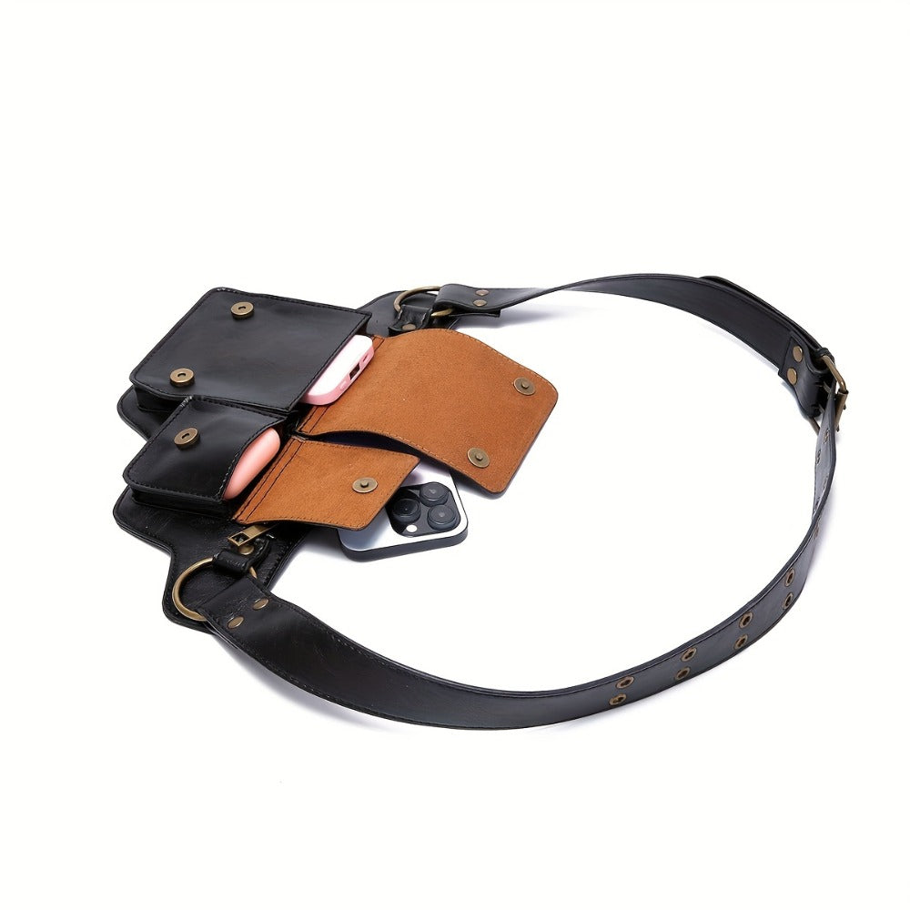 Waist Bag – Multi-Pocket, Leather Waist Metal Buckle Multi | Bag Vero – detail view 8