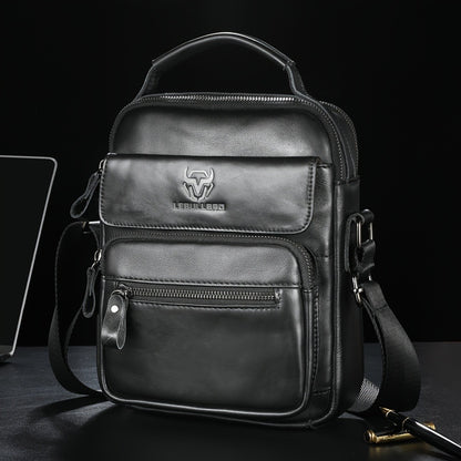 LEBULLBRO 100% Genuine Leather Men's Top Layer Cowhide Small Sling Bags, Shoulder Bags Crossbody Pouch Handbag