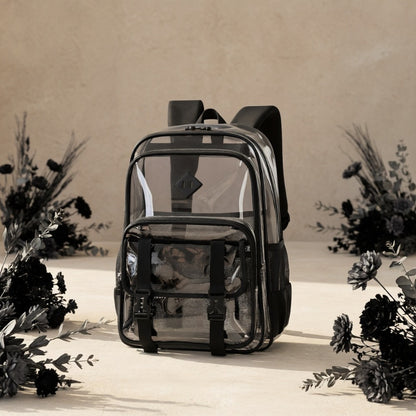 Transparent PVC Casual Backpack for Women, with Large Capacity, Multi-functional, Suitable for Students, In Solid Color, with Two Shoulder Straps.