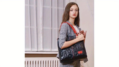 Head Layer Cowhide Letter Bag, Fashionable Motorcycle Bag, Tote Bag, Genuine Leather Women'S Bag, Handbag, Shoulder Bag, Fashionable Hand-held Crossbody Bag