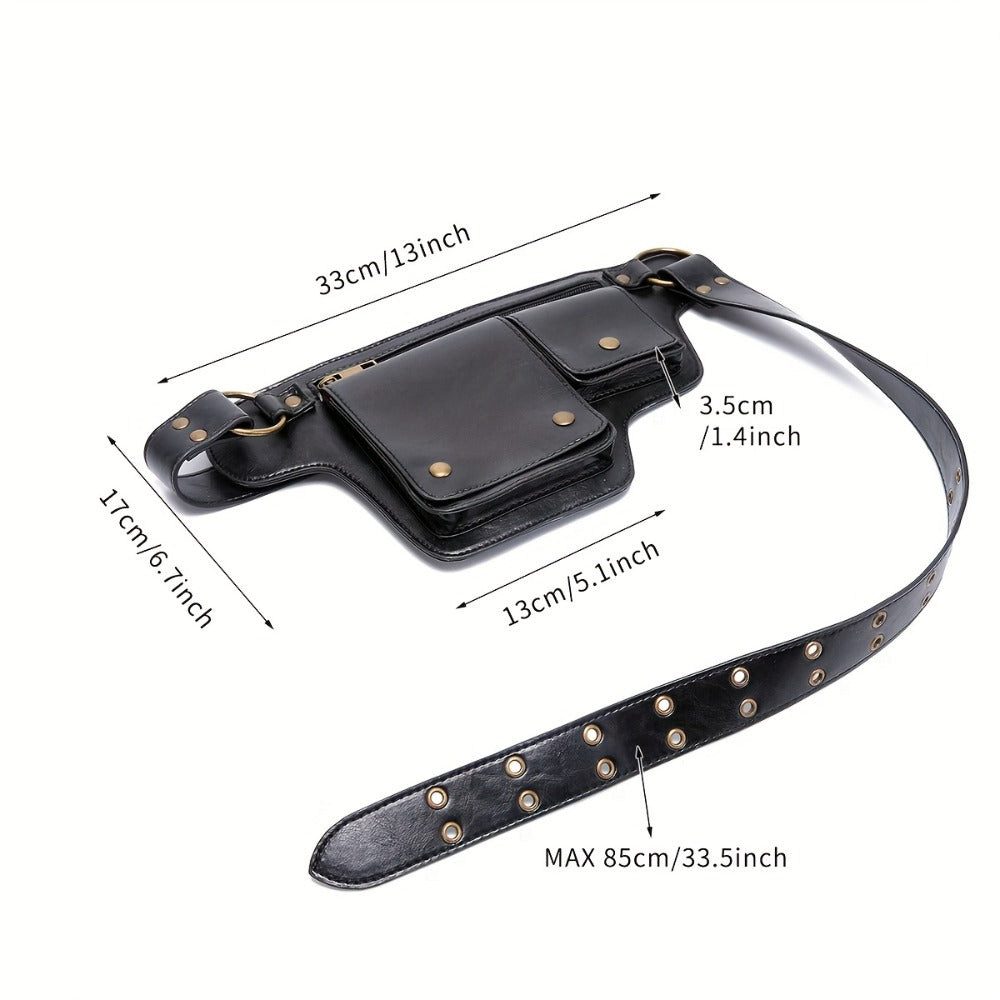 Waist Bag – Multi-Pocket, Leather Waist Metal Buckle Multi | Bag Vero – alternate view