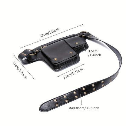 Waist Bag – Multi-Pocket, Leather Waist Metal Buckle Multi | Bag Vero – alternate view