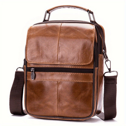 Genuine Leather Top Layer Cowhide Men's Business Crossbody Bag - Fashionable Shoulder Bag, Large Capacity Wallet - For Men - Suitable for Work & Travel - Perfect Gift for Business Professionals