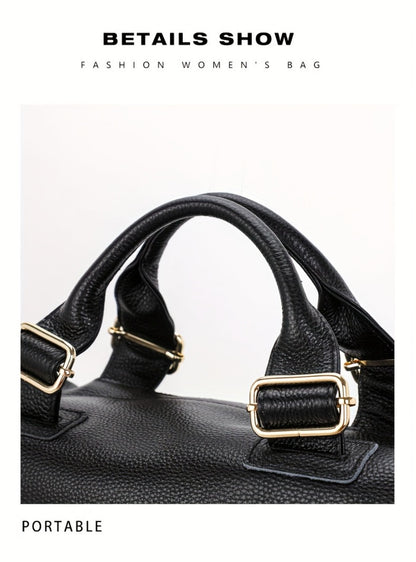 [Genuine Leather Bag] Head Layer Cowhide Women's Bag, Genuine Leather Women's Bag, Hand-Held Pillow Bag, Boston Women's Bag, Fashionable Single Shoulder Crossbody Women's Bag