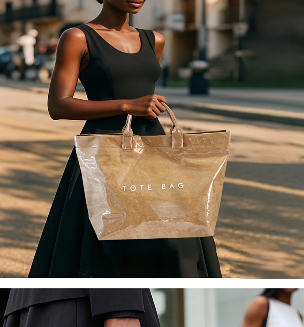 Women'S Tote Bags Lightweight Dupont Fabric, Double Layer, Durable Handle, Ideal For Everyday Use Classic Solid Color Handbag PVC Fashion Bag