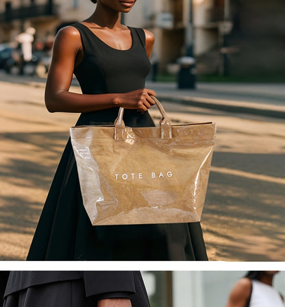 Women'S Tote Bags Lightweight Dupont Fabric, Double Layer, Durable Handle, Ideal For Everyday Use Classic Solid Color Handbag PVC Fashion Bag