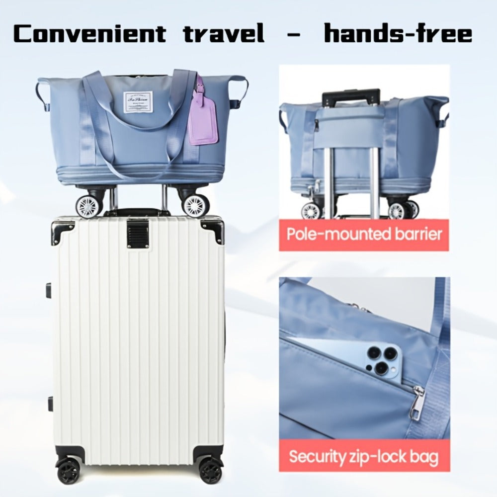 Versatile 3-in-1 Travel Duffel with 360° Spinner Wheels - Detachable & Expandable Nylon Bag for Business, Weekend Trips & Relocation, Easy to Fold and Store