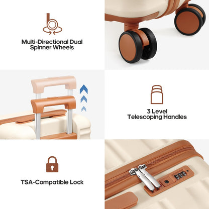 MIUSSE Luggage Set Of 3pcs, 20 Inch Hand Luggage, Durable 100% ABS Material, TSA Lock Wheel Extension Handle Luggage Set, Luggage Set With Fully Lined Interior